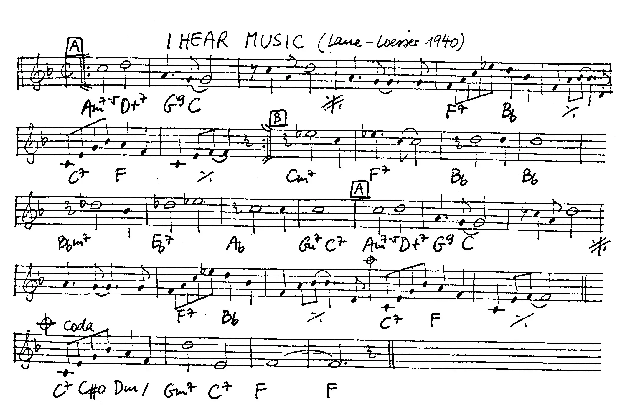 i hear music free jazz leadsheet - Courtesy of the Jungle Jazz Band